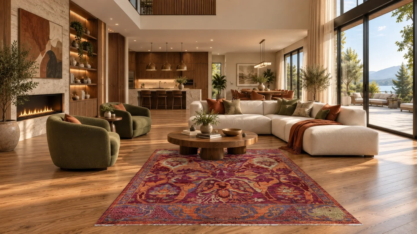 Rug placement with room lighting and contact shadows enabled
